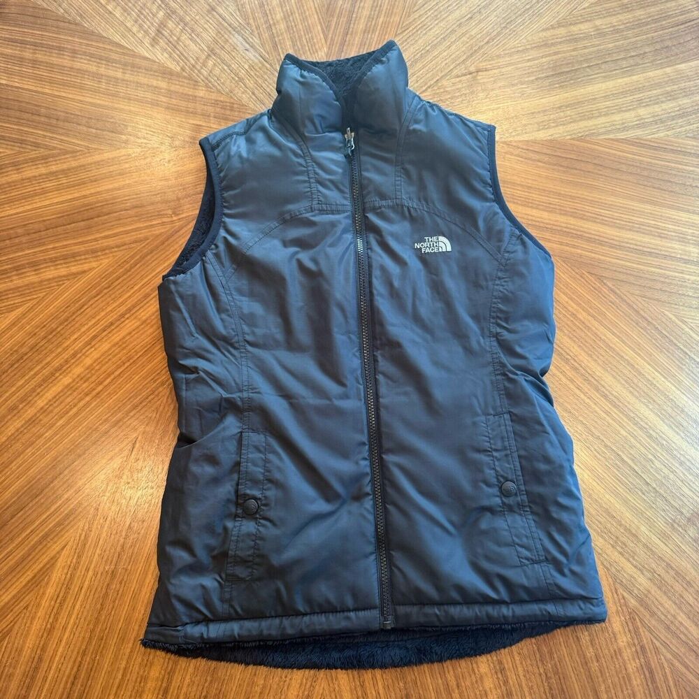 The North Face Mossbud Insulated Reversible‎ Vest Women's Small Black Zip Jacket